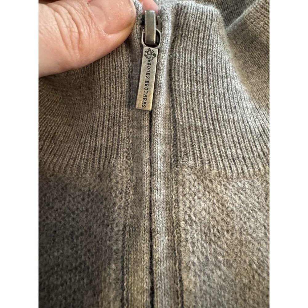 Brooks Brothers Extra Fine Merino Wool 1/4 Zip Striped Sweater XL Gray Navy Red - Picture 5 of 6